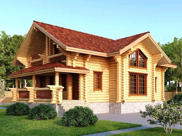 Дом из оцилиндрованных бревен.
